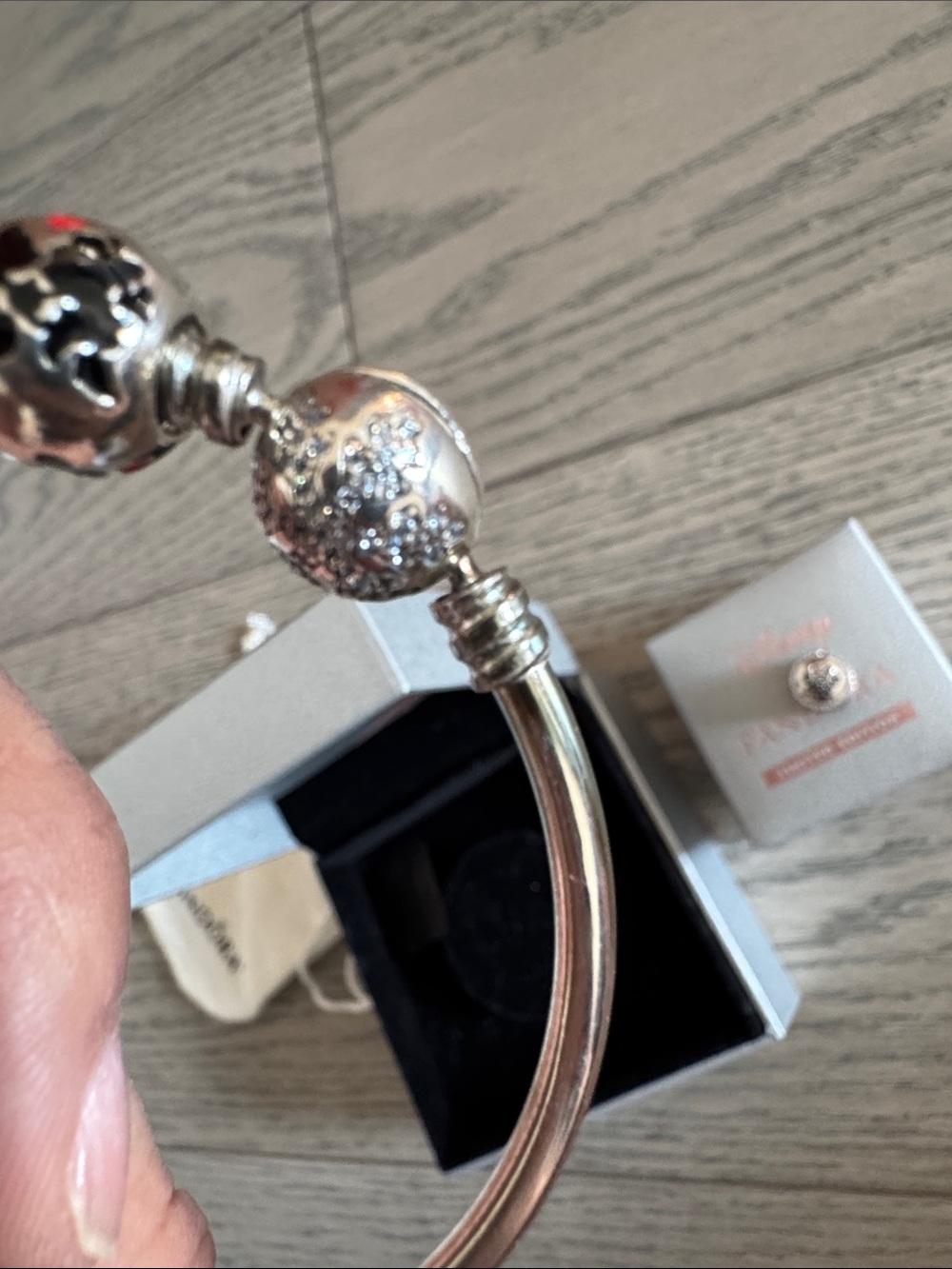 Pandora Silver Charm Bangle with a 2 Disney Logo Charms (Disney Edition) - Picture 5 of 5